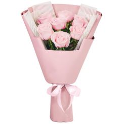 Букет из 7 розовых роз Сладкий пудинг